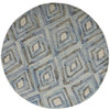 8' Blue Gray and Ivory Round Wool Geometric Tufted Handmade Area Rug