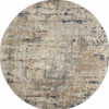 8 x 8' Beige and Grey Round Abstract Power Loom Non Skid Area Rug