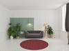 8' Red Round Wool Hand Woven Stain Resistant Area Rug
