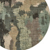 8' Blue and Brown Round Abstract Power Loom Stain Resistant Area Rug