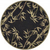 8' Black Hand Tufted Bordered Tropical Bamboo Round Indoor Area Rug