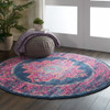 8' Blue Round Power Loom Area Rug