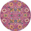 8' Pink Round Floral Power Loom Area Rug