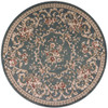 8' Round Slate Blue Floral Vine Bordered Indoor Area Rug