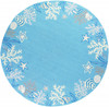 8' Sea Blue Hand Hooked Bordered Coral Reef Round Indoor Area Rug