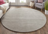 8' Gray and Ivory Round Wool Hand Woven Stain Resistant Area Rug