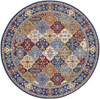 8' Red Round Damask Power Loom Area Rug