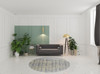 8' Gray Yellow and White Round Abstract Stain Resistant Area Rug