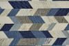 8' Blue Ivory and Gray Round Wool Geometric Tufted Handmade Area Rug