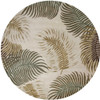 8' Natural Beige Hand Tufted Tropical Leaves Round Indoor Area Rug