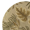 8' Sand Beige Hand Tufted Tropical Leaves Round Indoor Area Rug