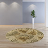 8' Sand Beige Hand Tufted Tropical Leaves Round Indoor Area Rug