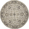 8' Gray Ivory and Taupe Round Wool Floral Tufted Handmade Stain Resistant Area Rug