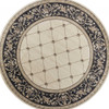 8' Ivory Grey Floral Round Indoor Polypropylene Area Rug