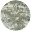 8' Round Blue and Sage Distressed Waves Indoor Area Rug
