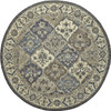8' Blue Gray and Taupe Round Wool Paisley Tufted Handmade Stain Resistant Area Rug