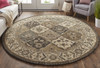 8' Blue Gray and Taupe Round Wool Paisley Tufted Handmade Stain Resistant Area Rug