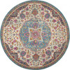8' Pink and Green Round Dhurrie Area Rug