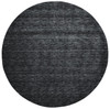 8' Black Round Wool Hand Woven Stain Resistant Area Rug