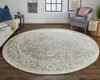 8' Ivory and Tan Round Abstract Hand Woven Area Rug