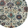 8' Stone Grey Purple Green Gold and Teal Round Oriental Power Loom Area Rug