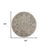 8 x 8' Beige and Grey Round Oriental Power Loom Non Skid Area Rug