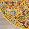 8' Yellow Round Floral Power Loom Area Rug