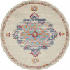 8' Gray and Ivory Round Power Loom Area Rug