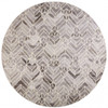 8' Taupe Gray and Ivory Round Wool Geometric Tufted Handmade Area Rug