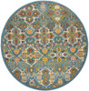 8' Blue Color Round Floral Power Loom Polypropylene Area Rug