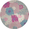 8' Gray Round Floral Dhurrie Area Rug