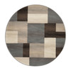 8' Round Grey-Brown Round Patchwork Power Loom Stain Resistant Area Rug
