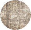 8' Tan Ivory & Brown Round Abstract Area Rug