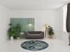 8' Blue and Green Round Geometric Area Rug