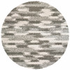 8' Round Gray and Ivory Geometric Pattern Area Rug