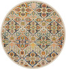 8' Ivory Round Floral Power Loom Area Rug