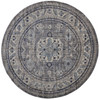 8' Taupe Gray and Blue Round Floral Stain Resistant Area Rug