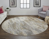 8' Ivory Tan and Brown Round Abstract Area Rug