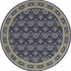 8' Round Navy and Gray Floral Ditsy Area Rug