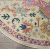 8' Pink and Ivory Round Southwestern Dhurrie Area Rug