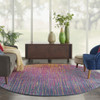 8' Blue & Pink Round Abstract Power Loom Area Rug