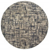 8' Round Gray and Navy Abstract Area Rug