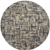 8' Round Gray and Navy Abstract Area Rug