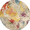 8' x 8' Ivory Round Abstract Power Loom Non Skid Area Rug