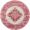 8' Fuchsia Round Power Loom Area Rug