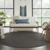8' Charcoal Round Power Loom Area Rug