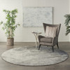 8' Gray and Ivory Round Abstract Power Loom Area Rug