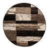 8' Round Chocolate Round Patchwork Power Loom Stain Resistant Area Rug