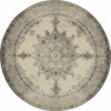 8' Round Ivory and Gray Pale Medallion Area Rug