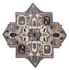 5' Gray and Beige Medallion Area Rug